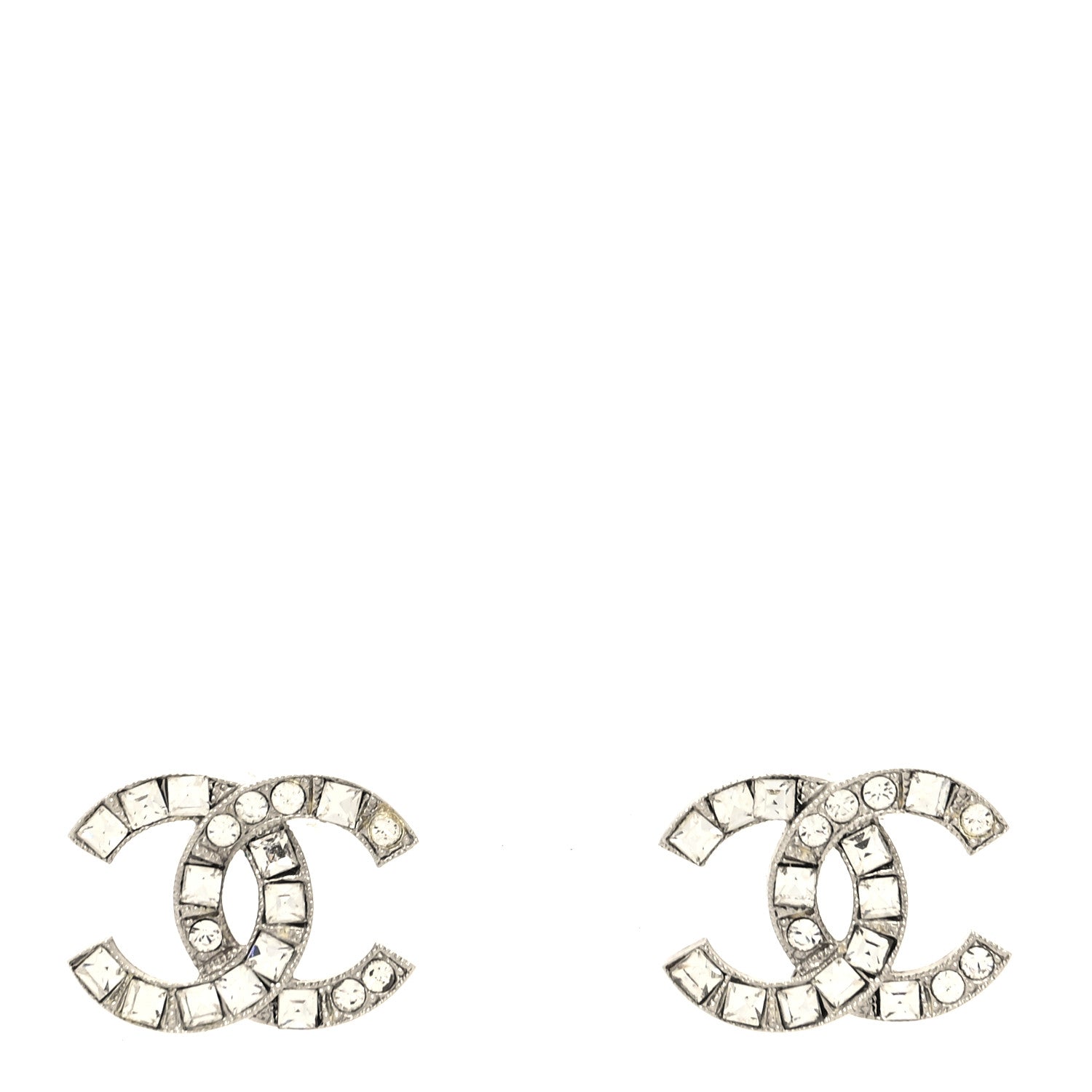 Chanel Crystal CC Earrings Silver 1 of 4