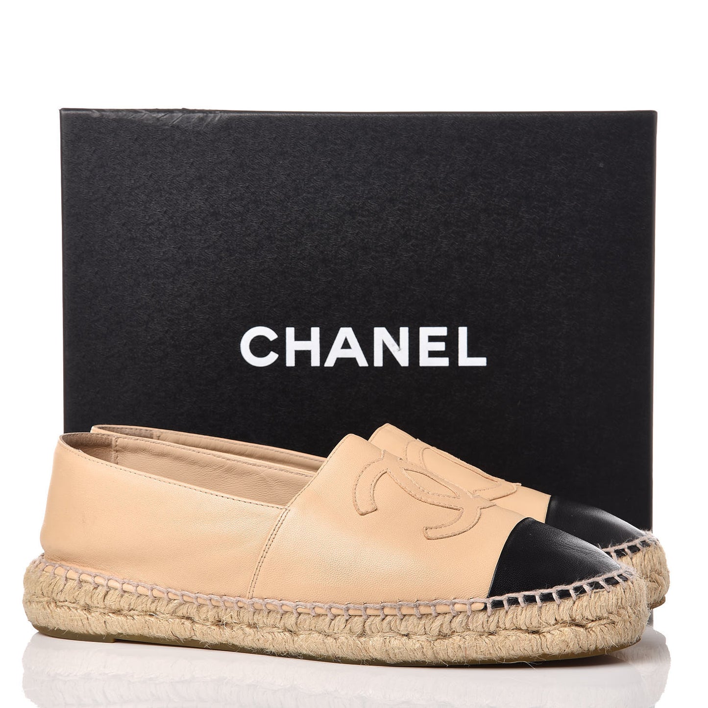 Lambskin CC Espadrilles 39 Beige Black