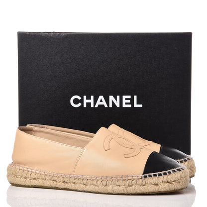 Chanel Lambskin CC Espadrilles 39 Beige Black 13 of 13