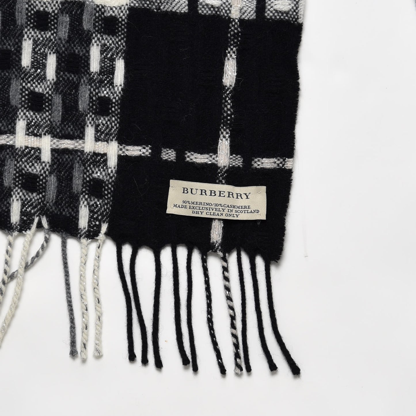 Merino Wool Cashmere Fringe Scarf Black