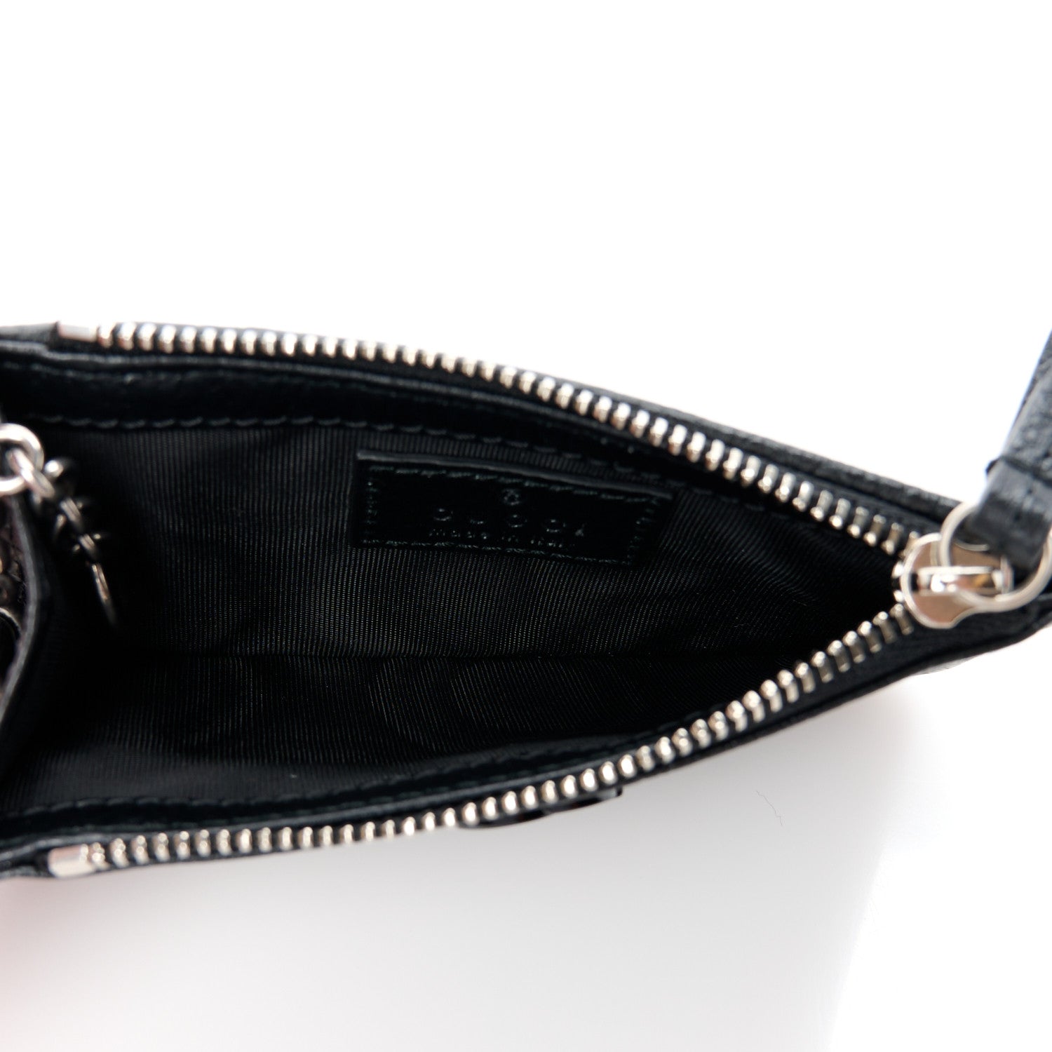 Gucci Dollar Calfskin Enamel Monochrome GG Marmont Key Case Card Holder Black 5 of 10