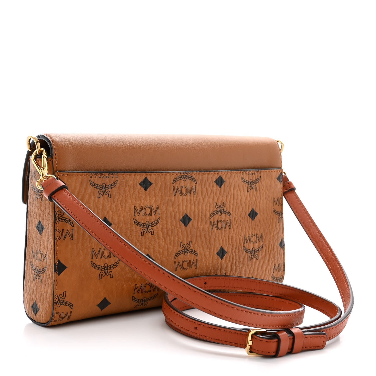 MCM Visetos Large Patricia Love Patch Wallet On Chain Cognac 3 of 10