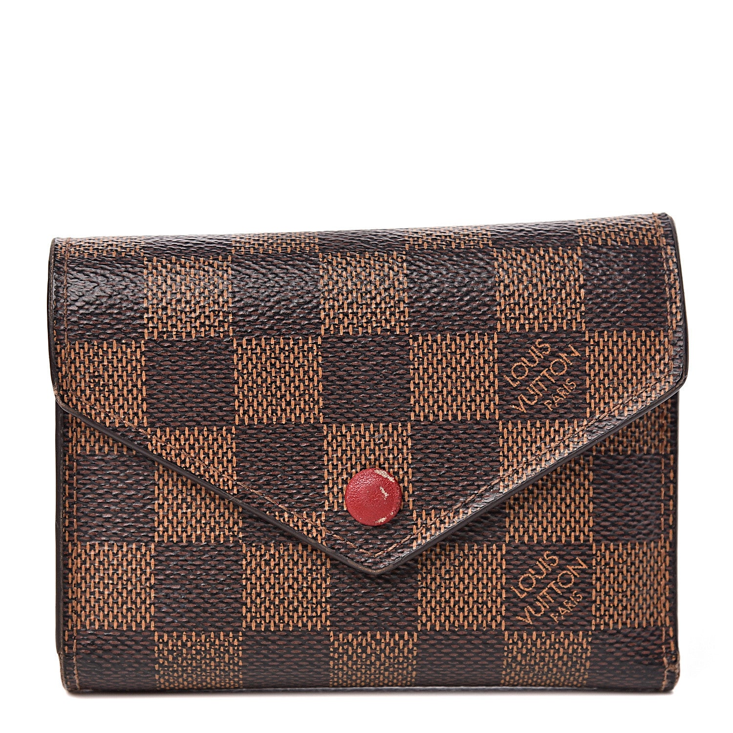 Louis Vuitton Damier Ebene Victorine Wallet Red 1 of 12