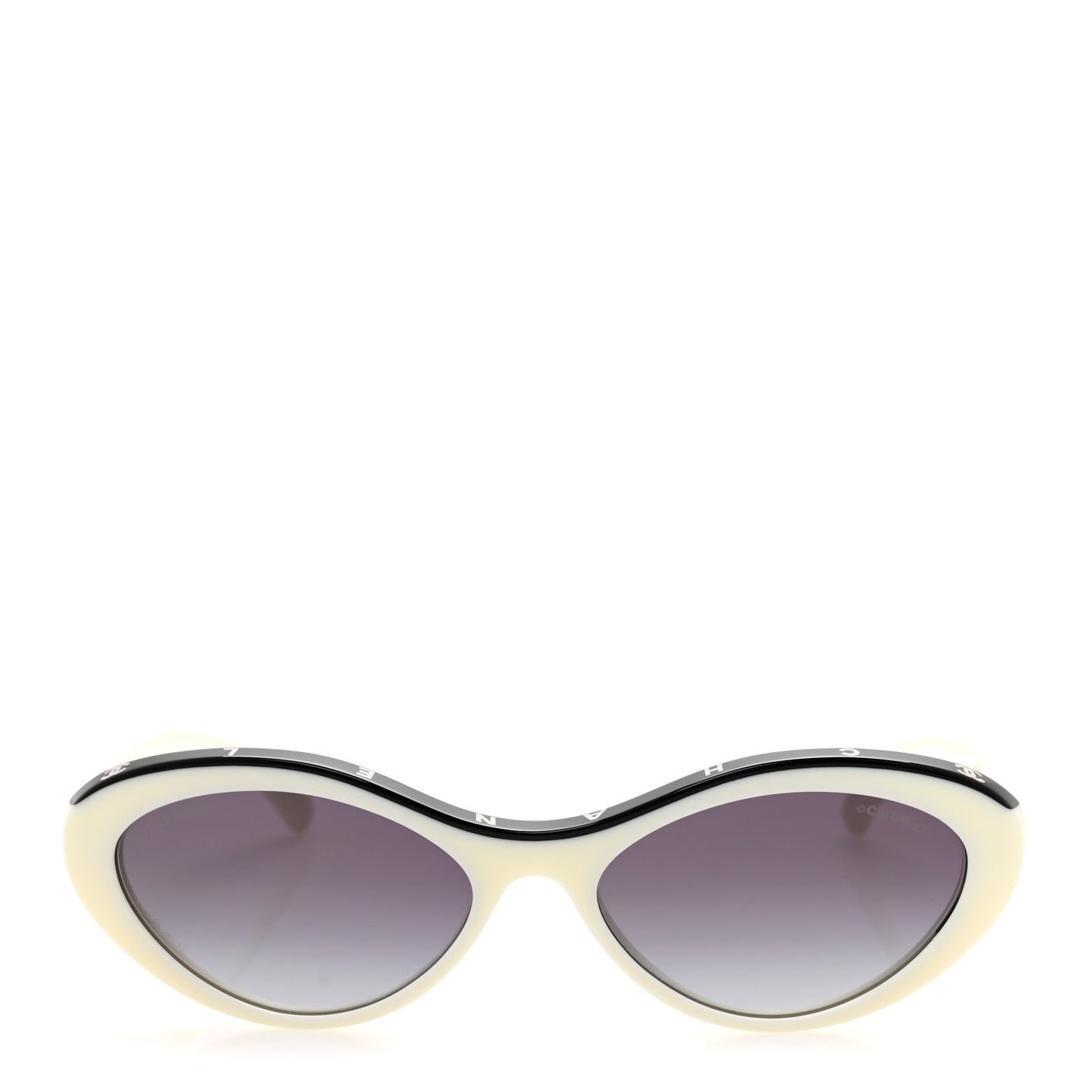 Acetate Oval Sunglasses 5416 White Black
