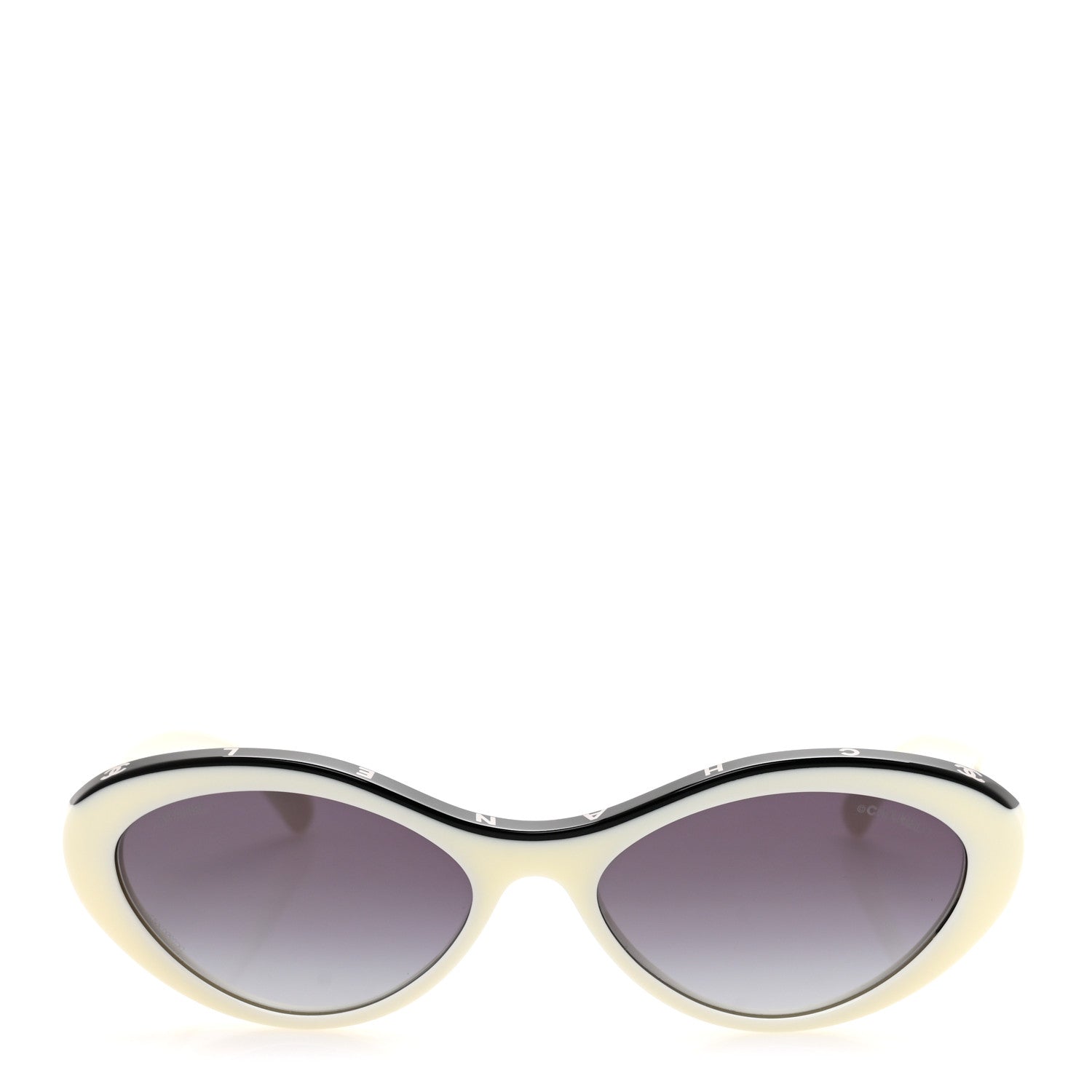 Chanel Acetate Oval Sunglasses 5416 White Black 2 of 8