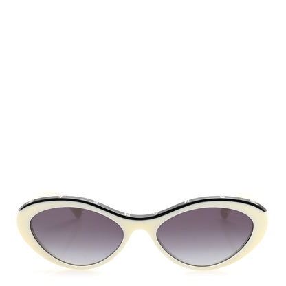 Chanel Acetate Oval Sunglasses 5416 White Black 2 of 8