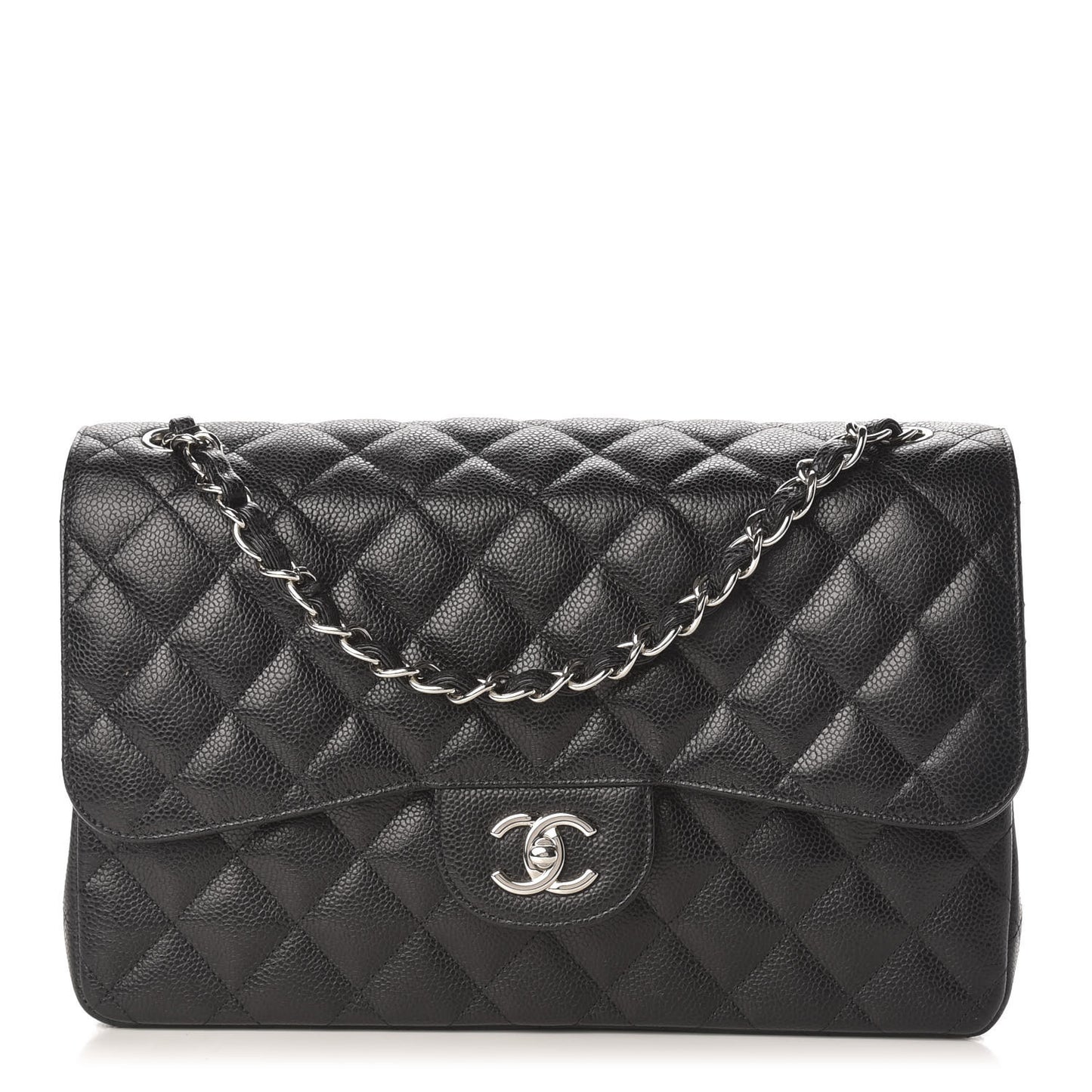 Caviar Quilted Jumbo Double Flap Black