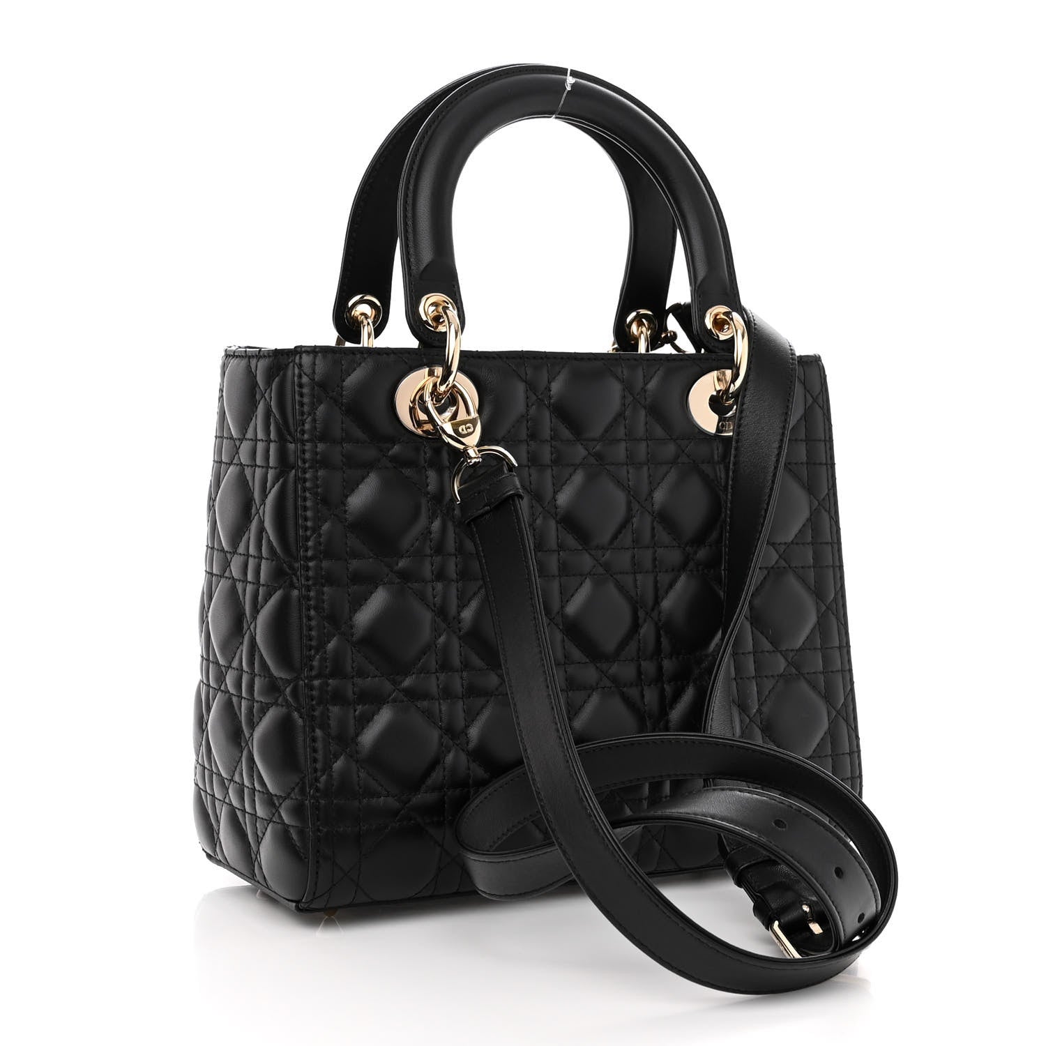 Christian Dior Lambskin Cannage Medium Lady Dior Black 3 of 9