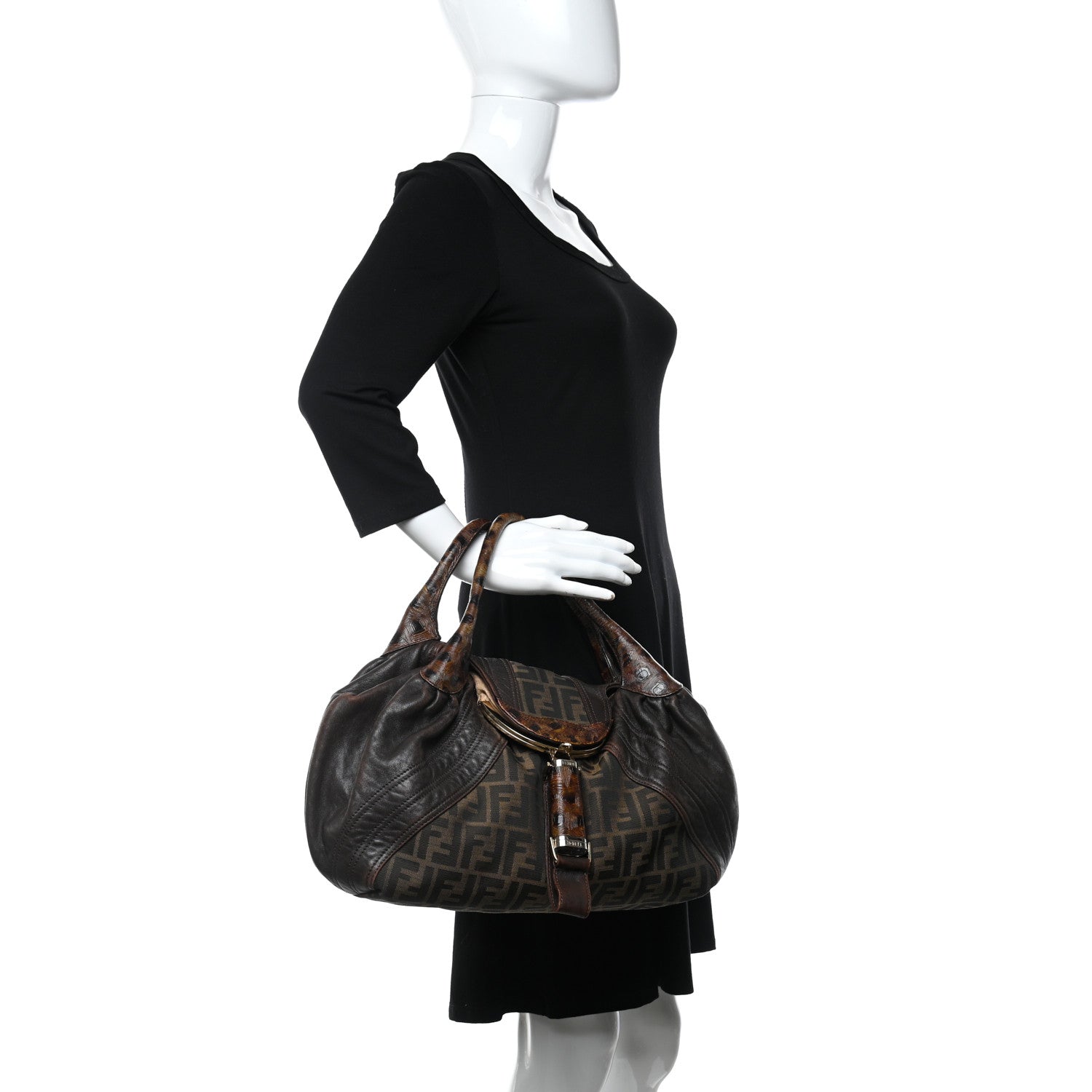 Fendi Zucca Nappa Nuvolata Vitello Tortuga Spy Tobacco Moro 2 of 9