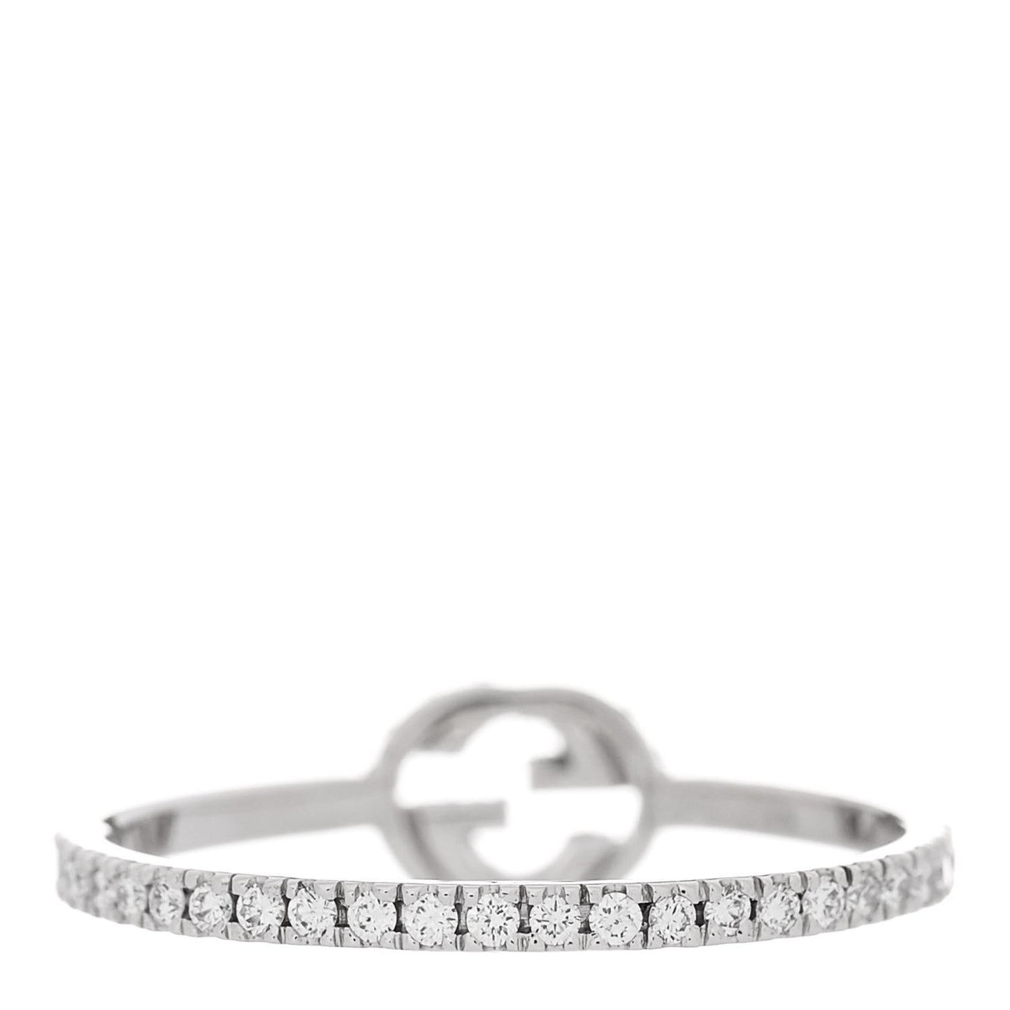 18K White Gold Diamond Interlocking G Ring 53 6.25