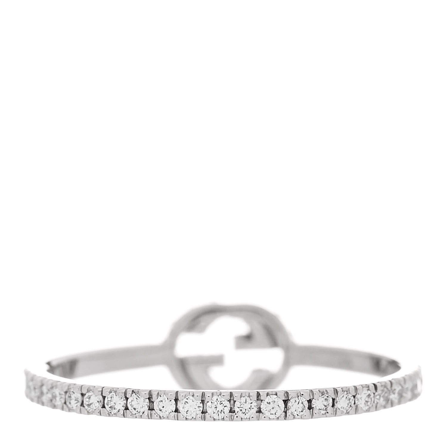 Gucci 18K White Gold Diamond Interlocking G Ring 53 6.25 3 of 6