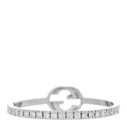 Gucci 18K White Gold Diamond Interlocking G Ring 53 6.25 3 of 6