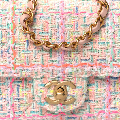 Chanel Tweed Quilted Baywatch Top Handle Flap Light Pink Green Orange Purple 8 of 10
