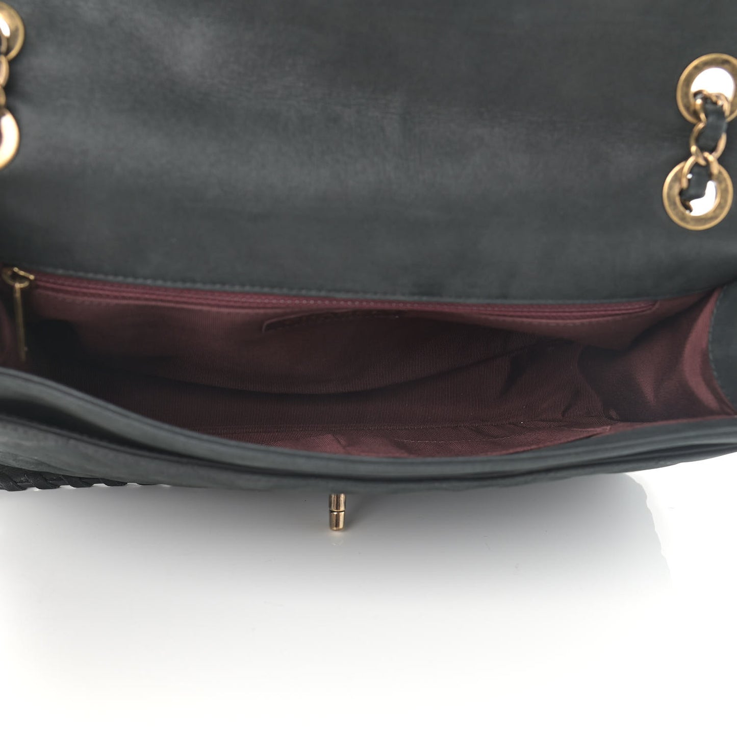 Iridescent Calfskin Jumbo Happy Stitch Flap Black