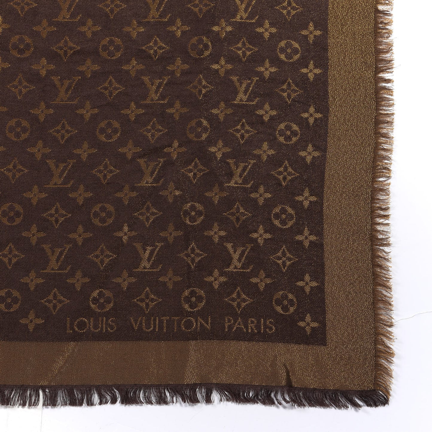 Silk Lurex Wool Monogram Shine Shawl Brown