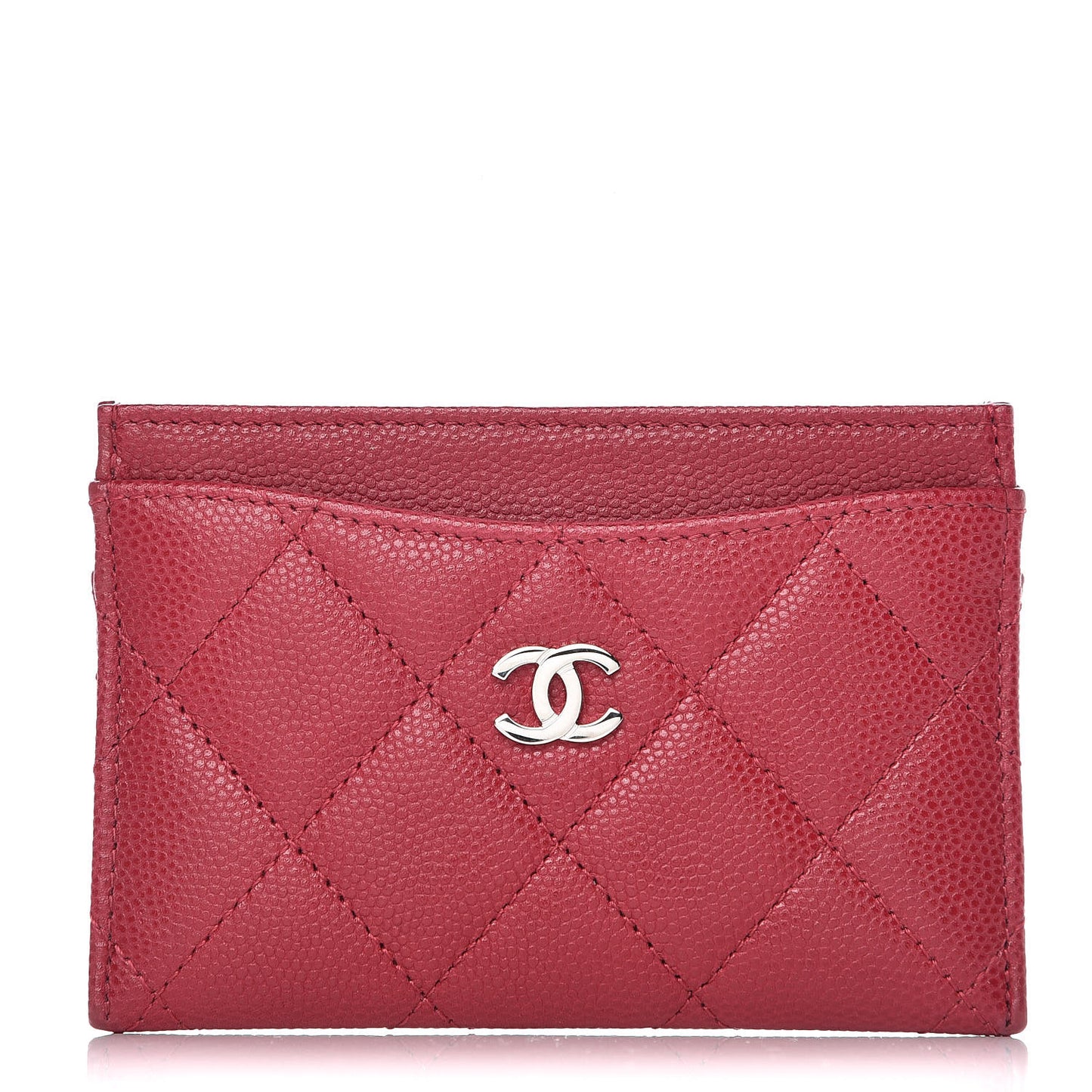 Caviar Quilted Card Holder Pink