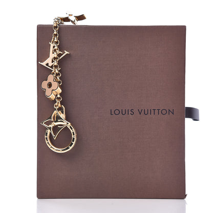 Louis Vuitton Brass Enamel Fleur De Monogram Bag Charm Chain Gold 3 of 3