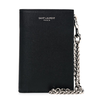 Saint Laurent Grain De Poudre North South Chain Wallet Black 1 of 7