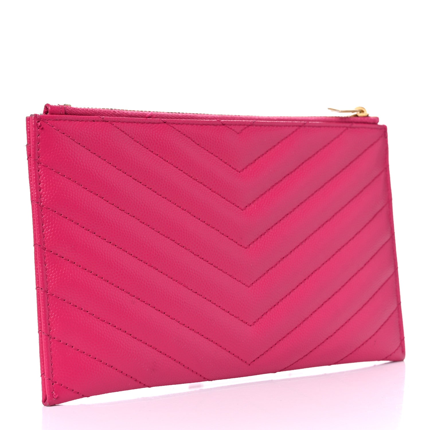 Saint Laurent Grain De Poudre Chevron Monogram Bill Pouch Fresh Fuschia 3 of 14