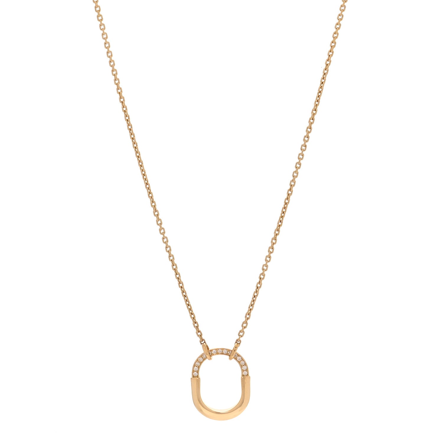 Tiffany 18K Yellow Gold Diamond Small Lock Pendant Necklace 3 of 7