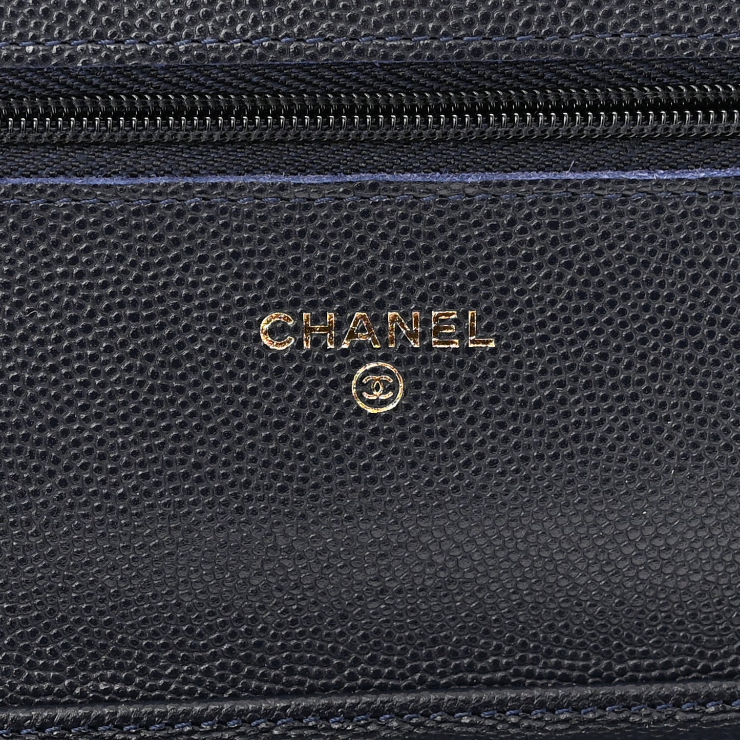 Caviar Quilted Wallet On Chain WOC Navy Blue