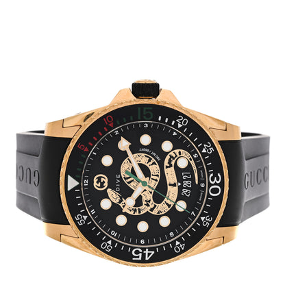 Gucci Stainless Steel Rubber 45mm Dive Snake Quartz Watch Black 2 of 4