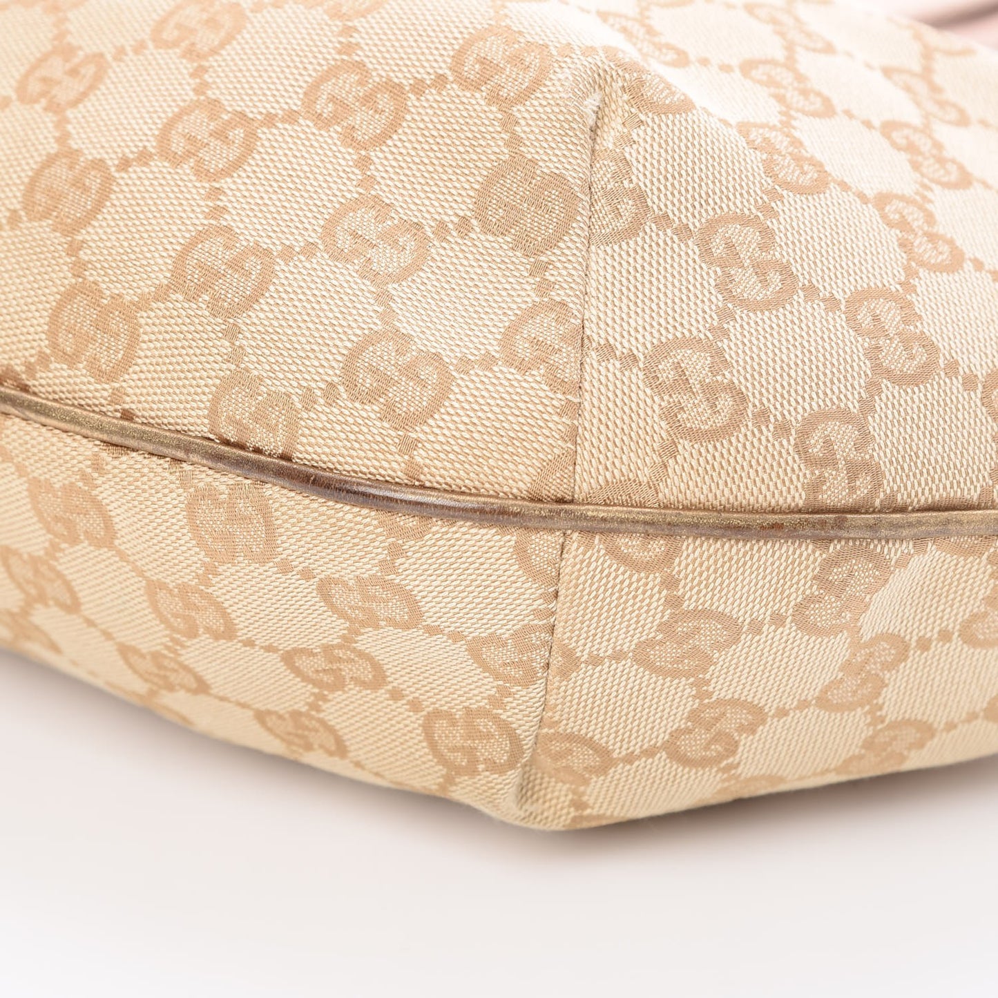 Monogram Web Medium Half Moon Hobo Gold Pink