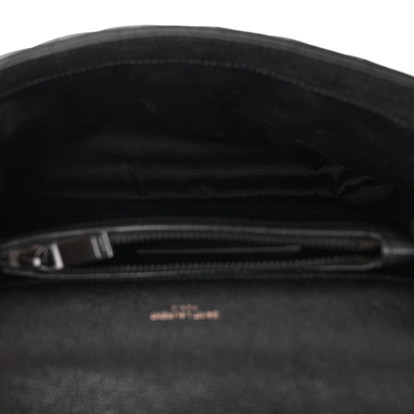 Sheepskin Matelasse Chevron Monogram Monochrome Medium College Bag Black