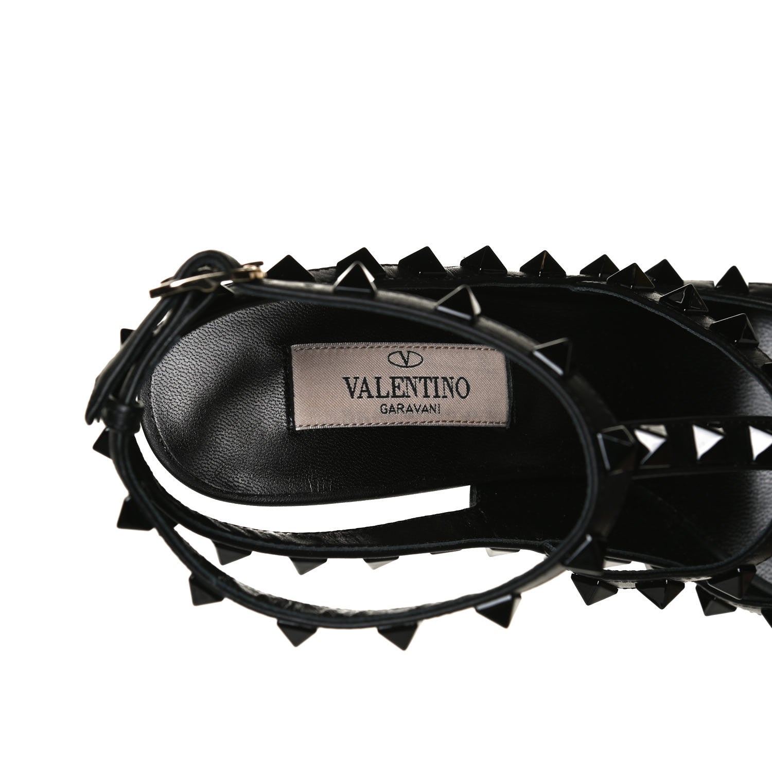 Valentino Garavani Calfskin Lacquered Monochrome Rockstud Ankle Strap 100mm Pumps 36.5 Black 8 of 9