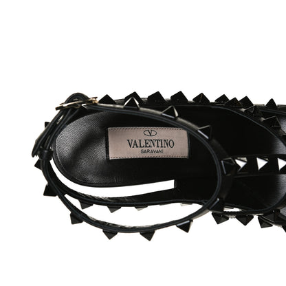 Valentino Garavani Calfskin Lacquered Monochrome Rockstud Ankle Strap 100mm Pumps 36.5 Black 8 of 9