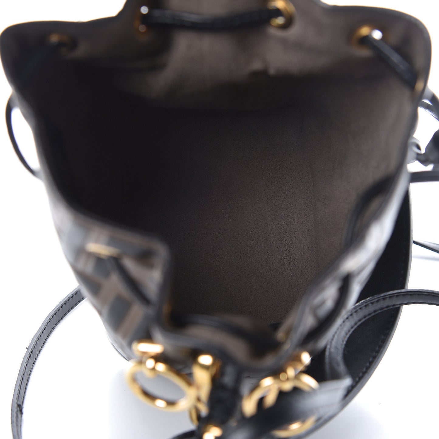 Vitello Liberty F is Fendi Bi-Color FF 1974 Embossed Mini Mon Tresor Bucket Bag Maya Black