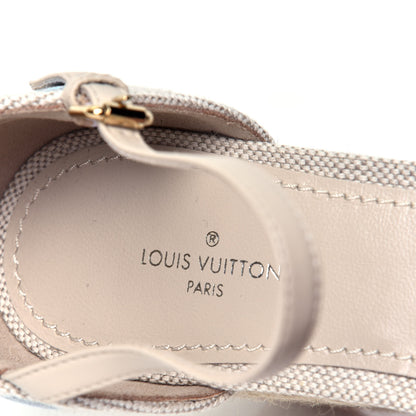 Louis Vuitton Canvas Monogram Starboard Espadrille Wedge Sandals 37 Blue 6 of 6