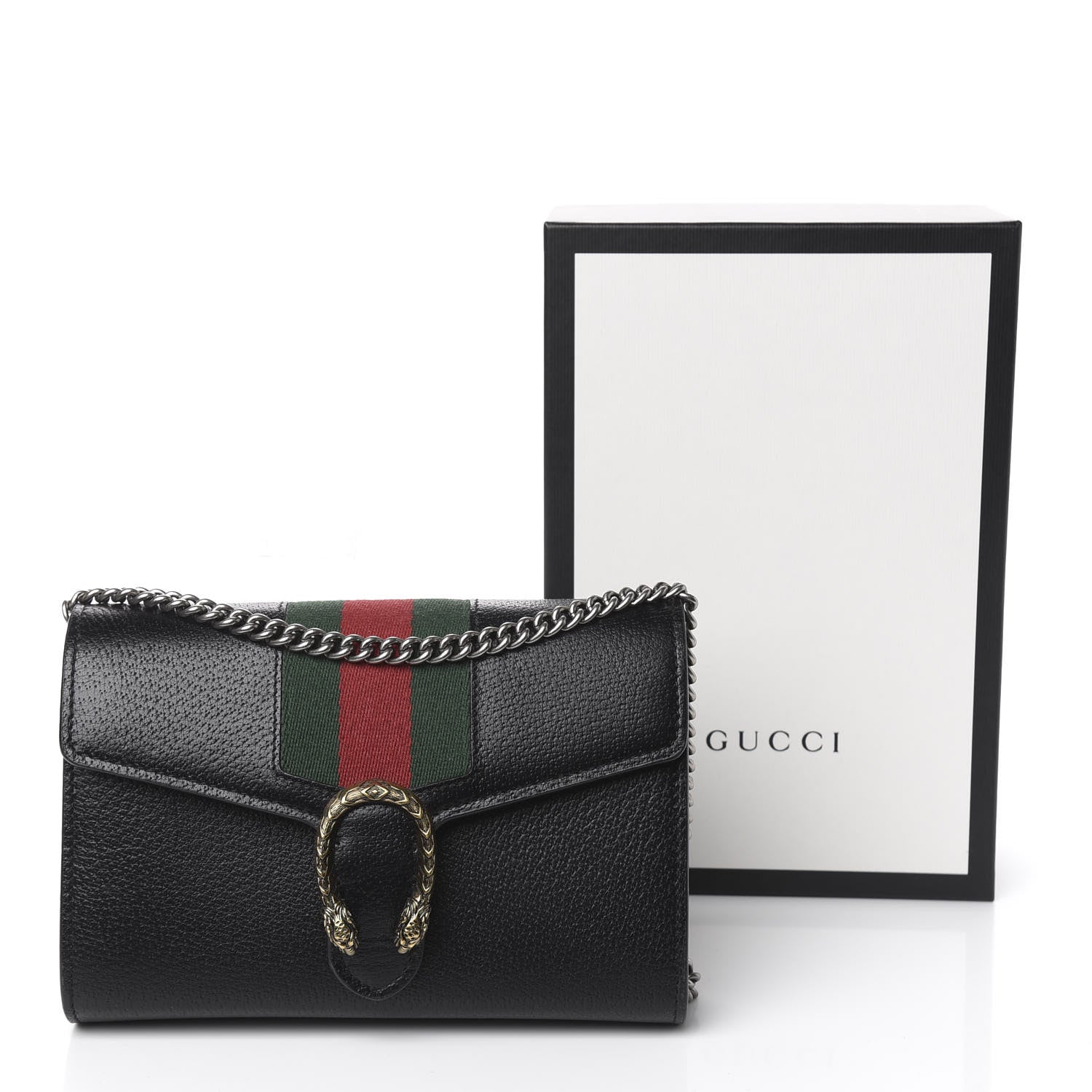 Gucci Calfskin Web Mini Dionysus Chain Wallet Black 11 of 11