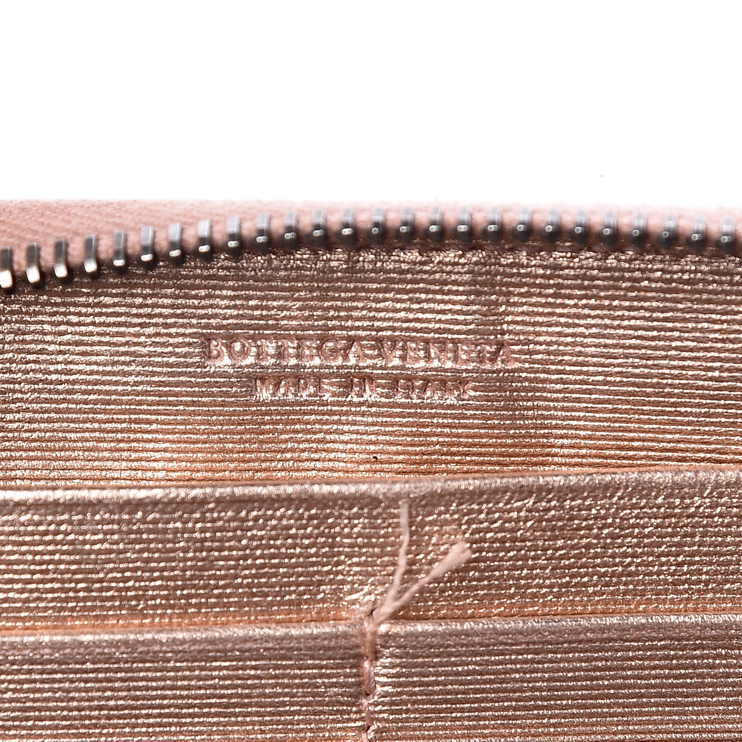 Bottega Veneta Metallic Grosgrain Intrecciato Zip Around Wallet Rose Gold 6 of 11