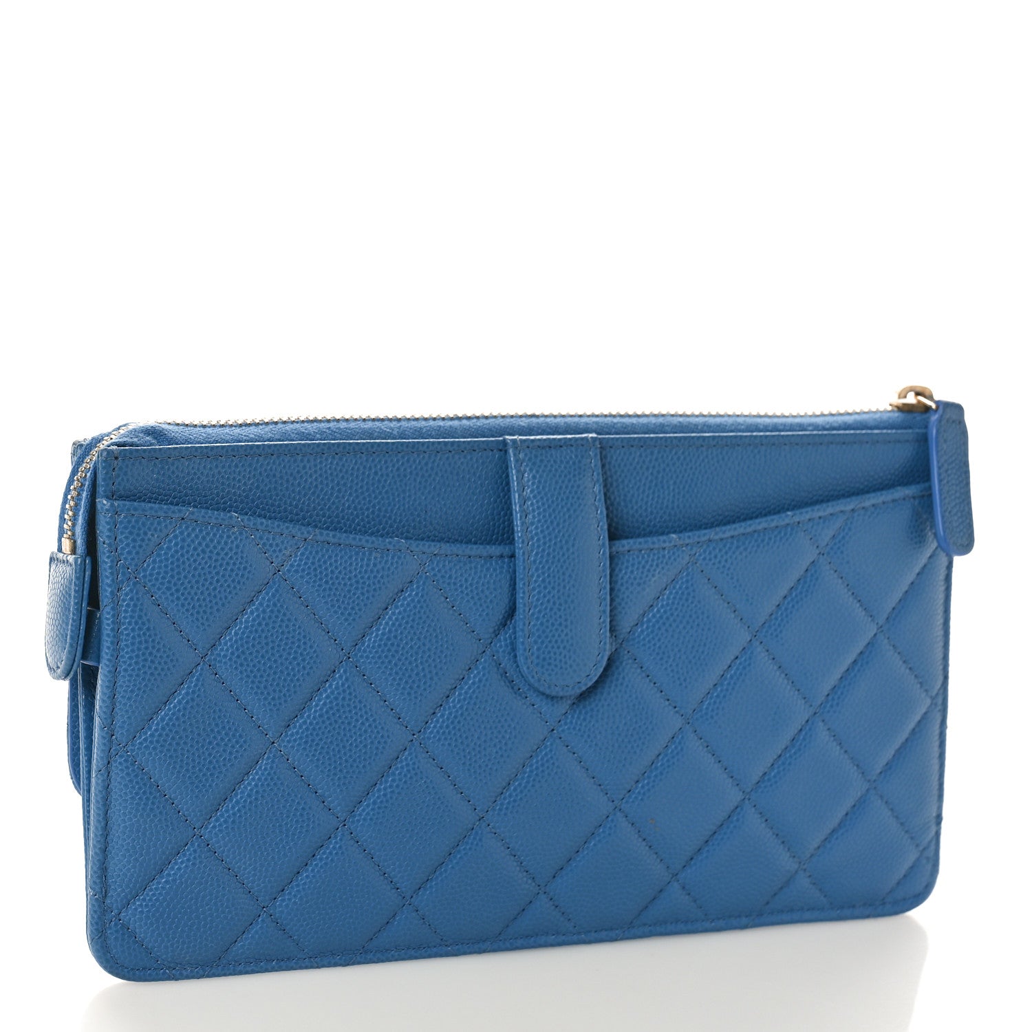 Chanel Caviar Quilted Classic Pouch With Handle Blue 3 of 8