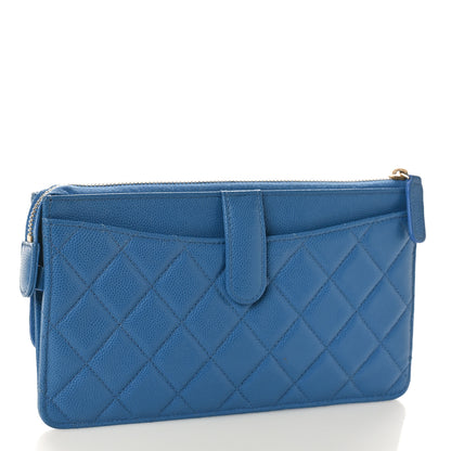Chanel Caviar Quilted Classic Pouch With Handle Blue 3 of 8
