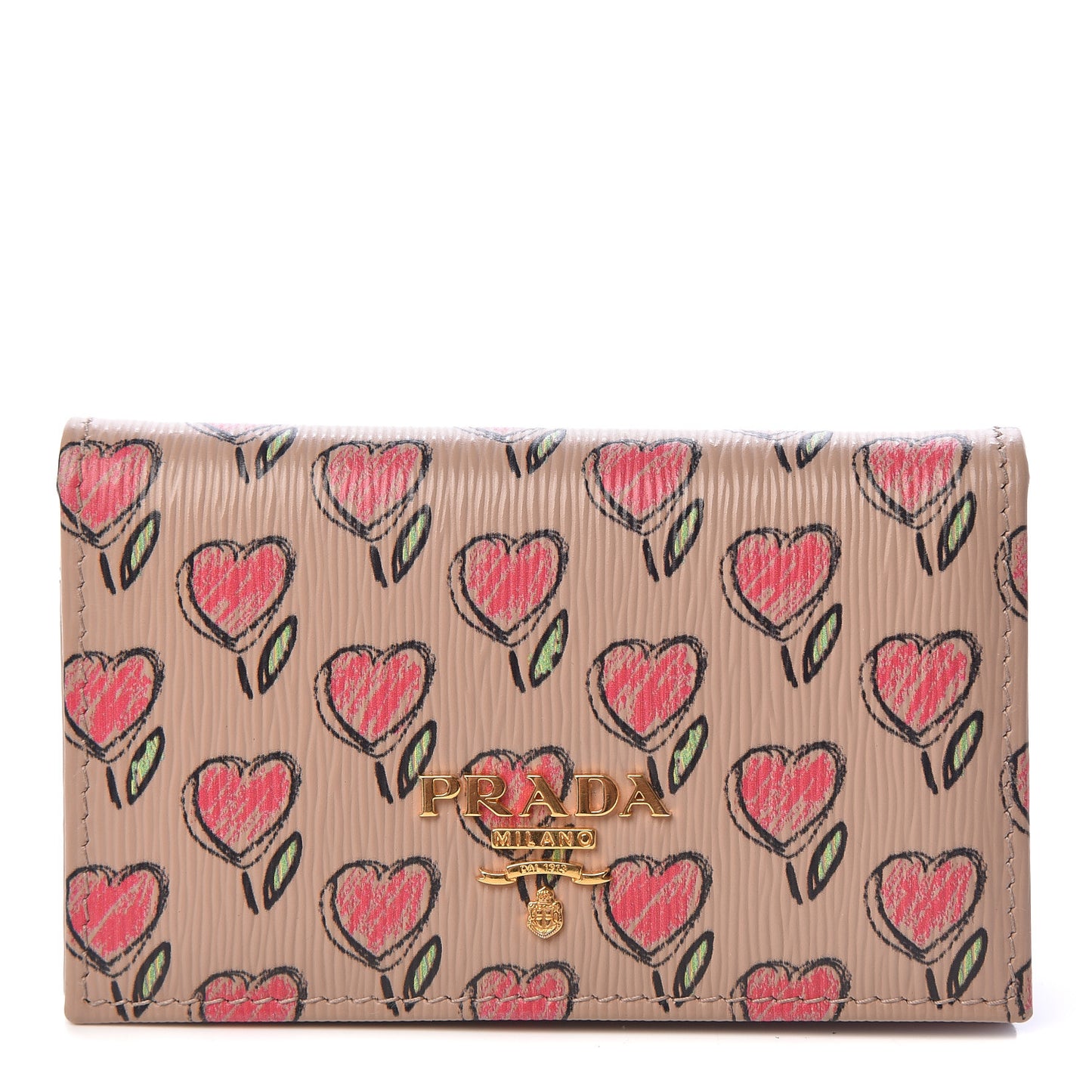 Vitello Move Love Print Card Holder Cipria