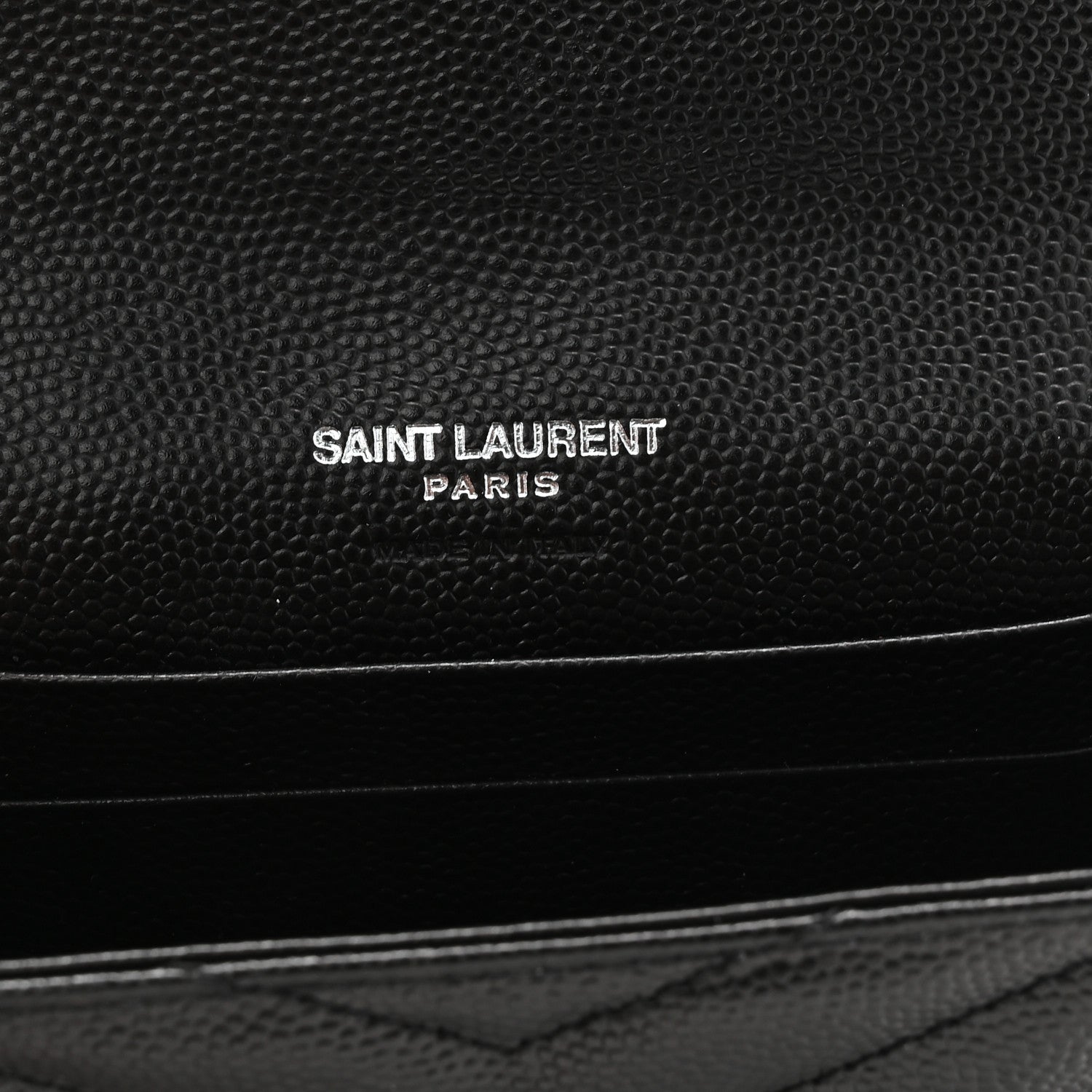 Saint Laurent Grain De Poudre Matelasse Chevron Small Monogram Envelope Wallet Black 6 of 8