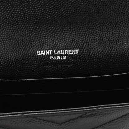 Saint Laurent Grain De Poudre Matelasse Chevron Small Monogram Envelope Wallet Black 6 of 8