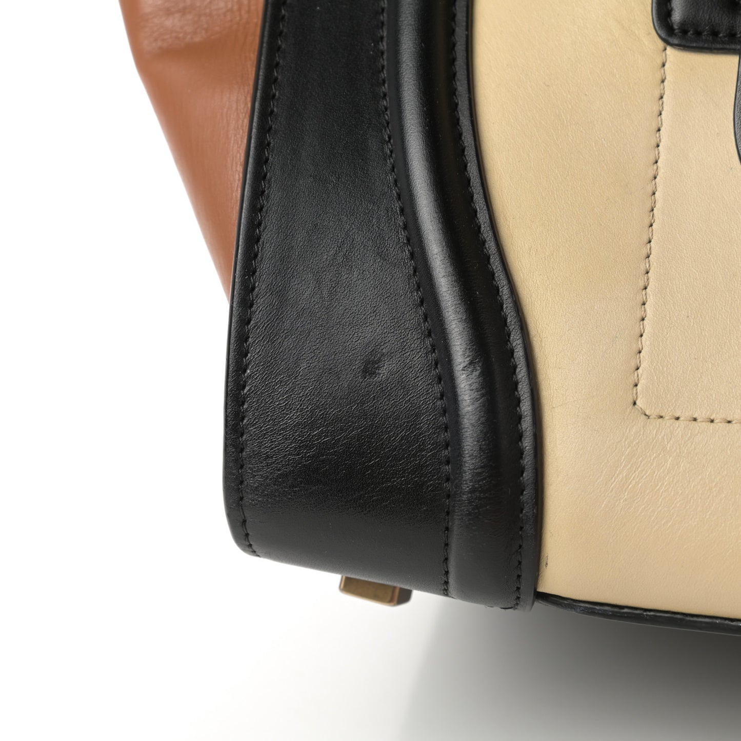 Satin Calfskin Suede Mini Tri-Color Luggage Seashell