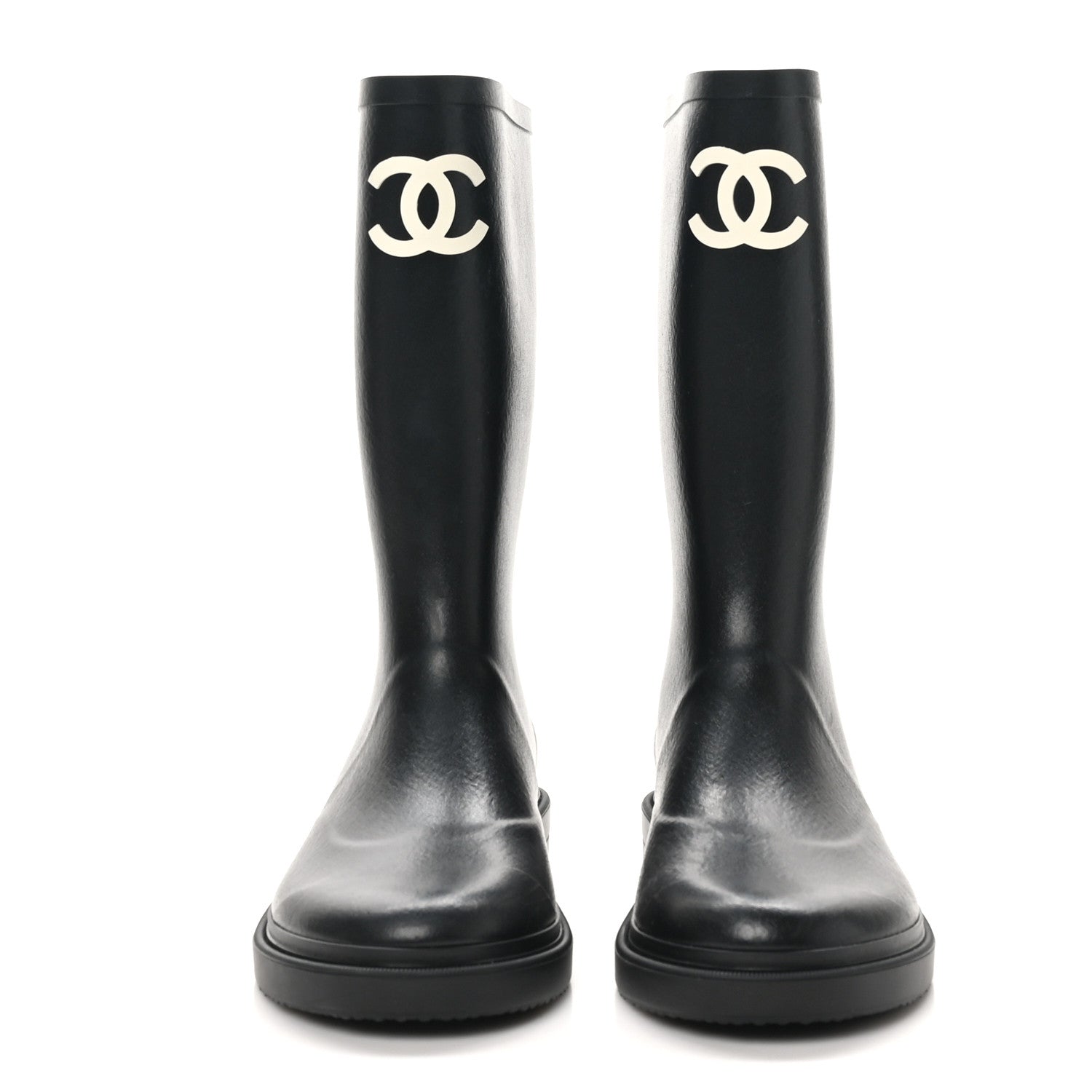 Chanel Caoutchouk CC High Boots 39 Black 3 of 8