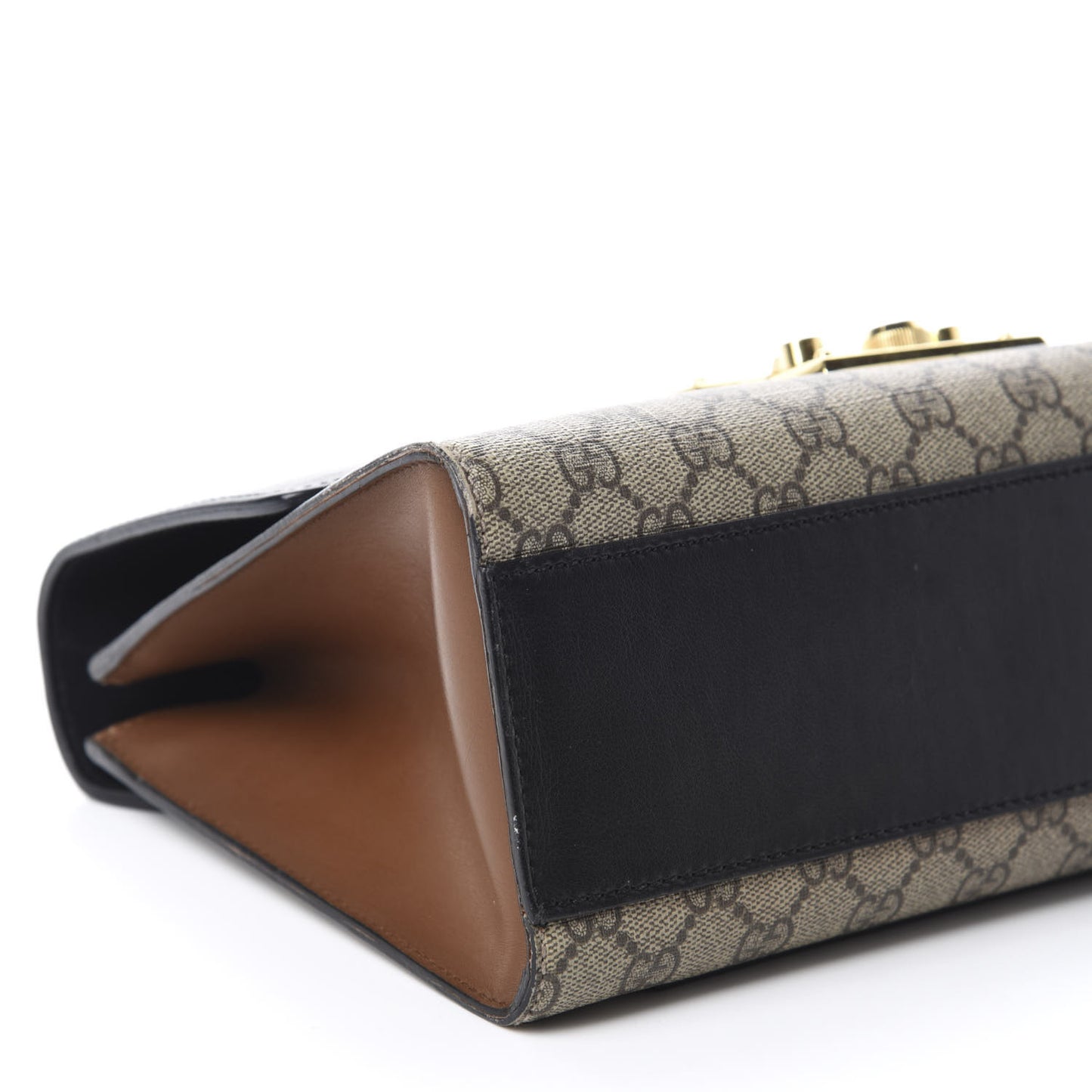 GG Supreme Monogram Calfskin Medium Padlock Shoulder Bag Beige Black Cuir