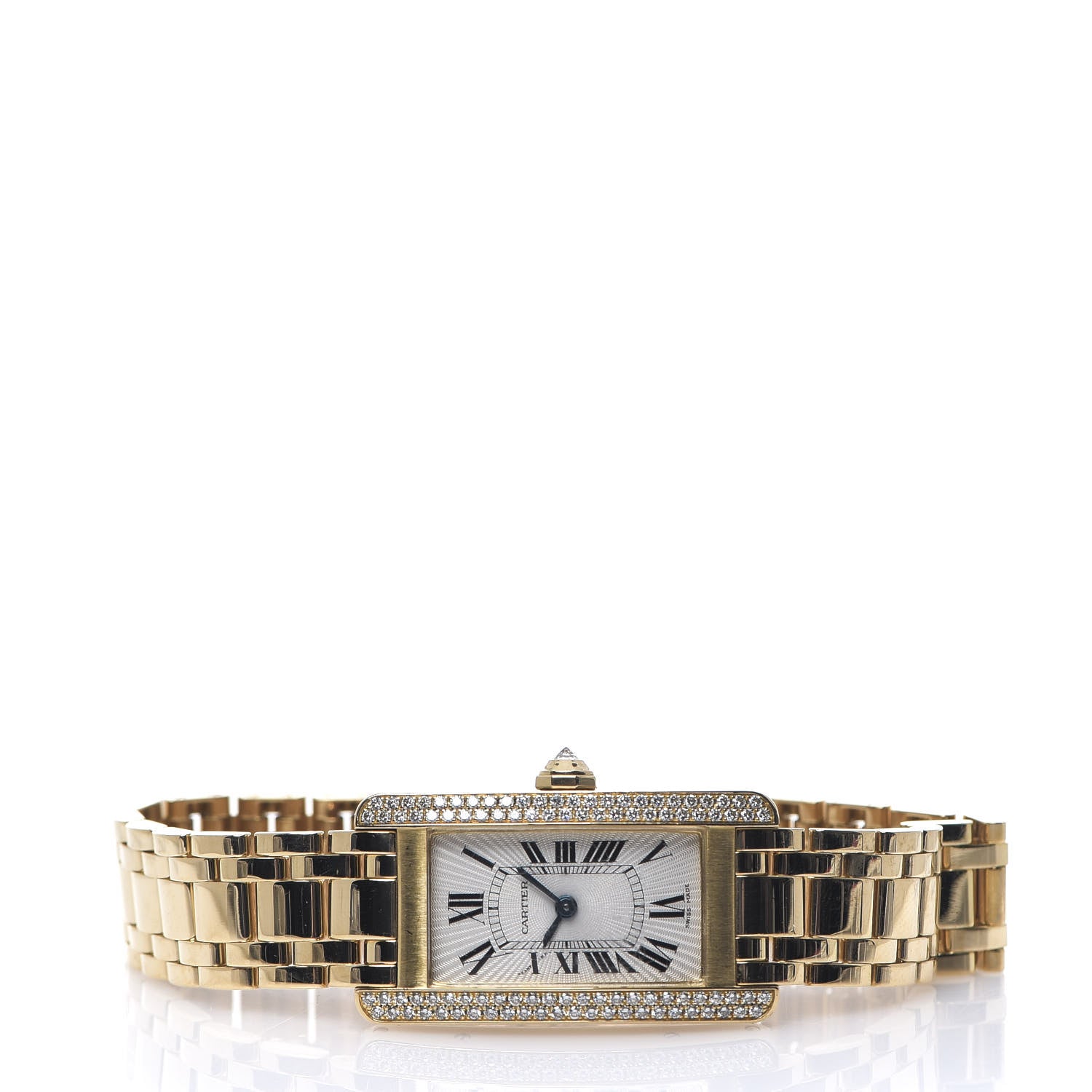 Cartier 18K Yellow Gold Diamond 19mm Tank Americaine Quartz Watch 2 of 7