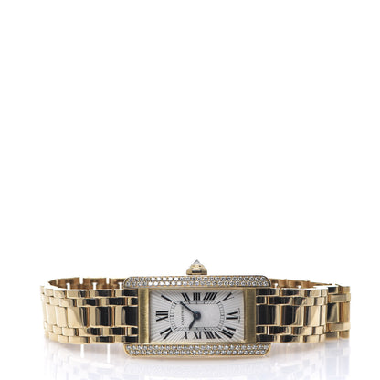 Cartier 18K Yellow Gold Diamond 19mm Tank Americaine Quartz Watch 2 of 7