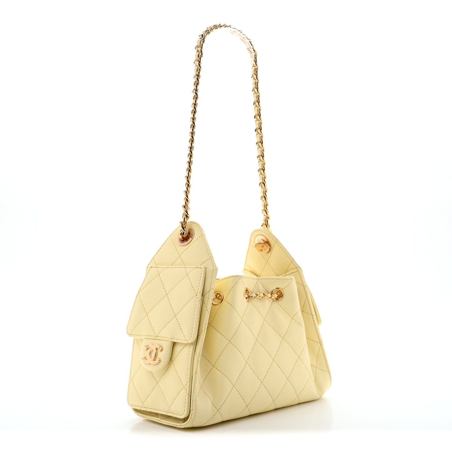 Caviar Quilted Mini Chanel 25 Handbag Light Yellow