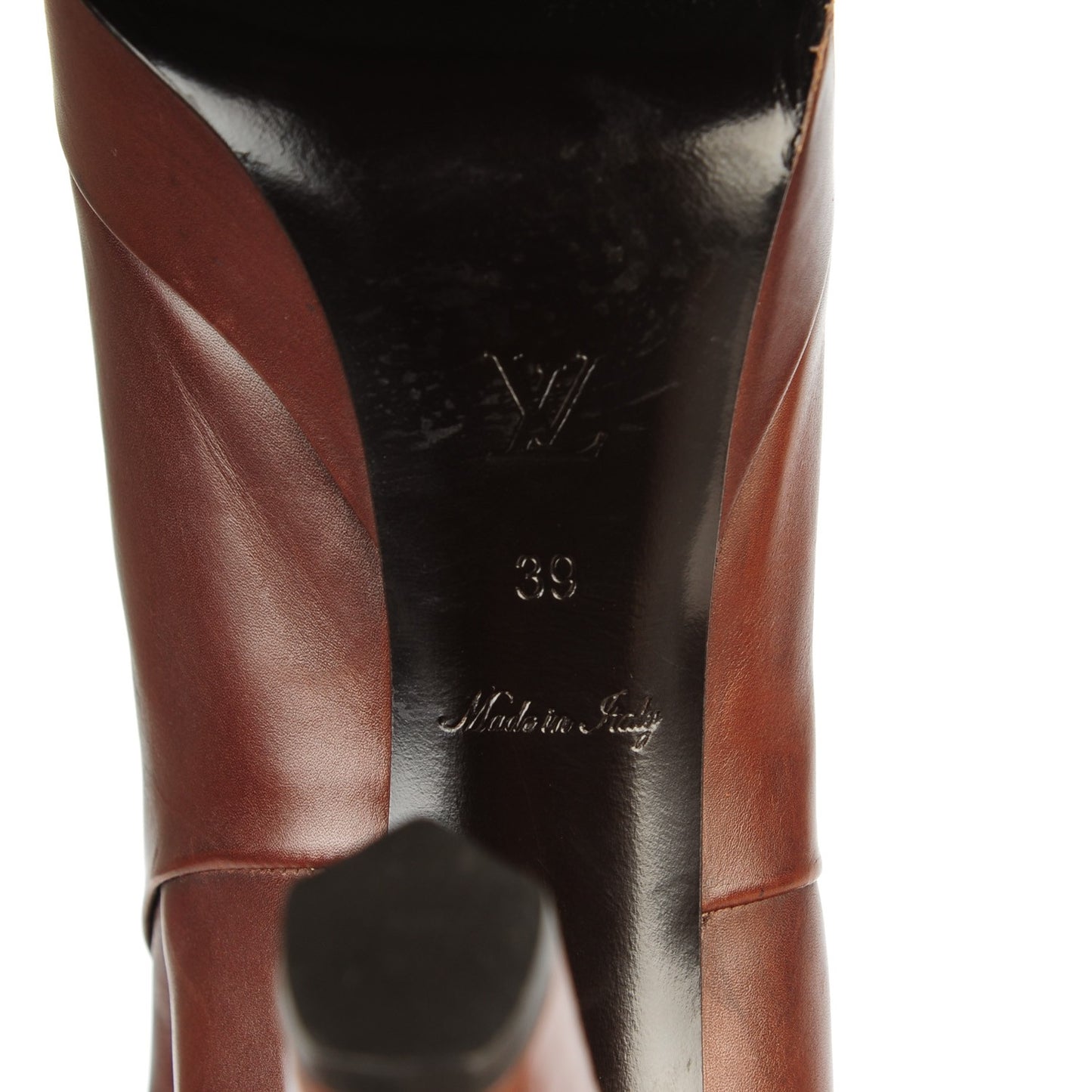 Calfskin Suede Monogram Over The Knee Heeled Boots 39 Brown