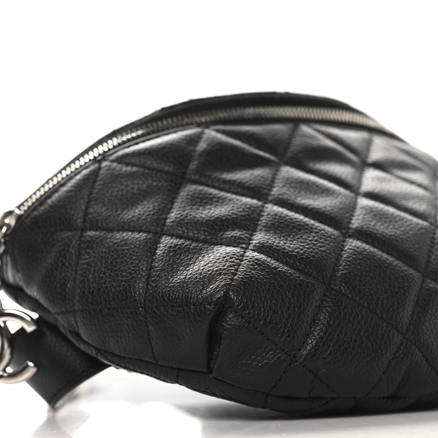 Grained Calfskin Quilted Waist Belt Bag Black
