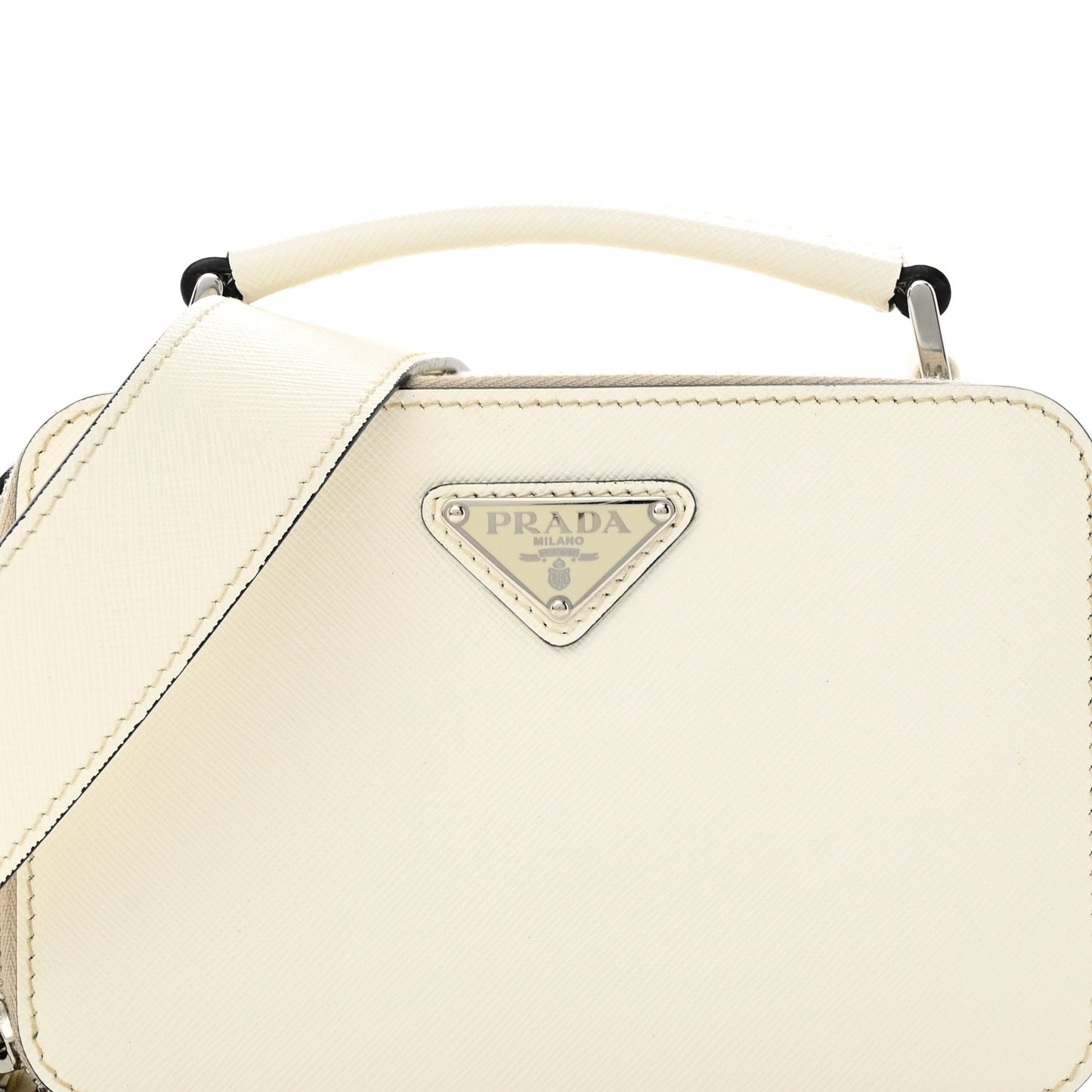 Saffiano Travel Small Brique Top Handle Crossbody Bag White