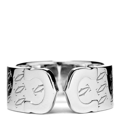 Cartier 18K White Gold C De Christmas Ring 49 5 1 of 6