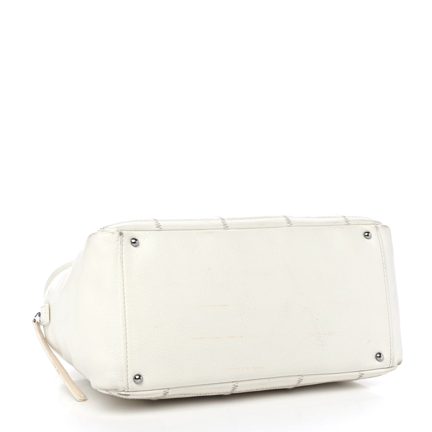 Chanel Caviar Square Stitched Bowler White 3 of 5